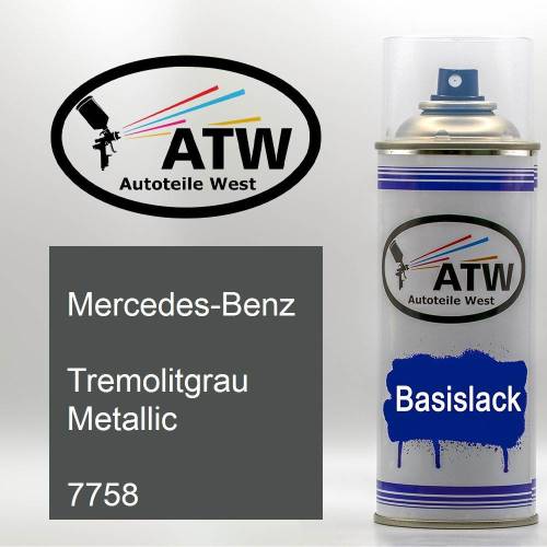Mercedes-Benz, Tremolitgrau Metallic, 7758: 400ml Sprühdose, von ATW Autoteile West.